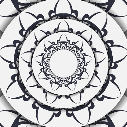 Luxurious Vector postcards in white with vintage black ornament. Invitation design with mandala patterns.