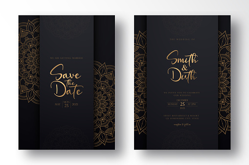 luxury and minimalist Wedding invitation card template design