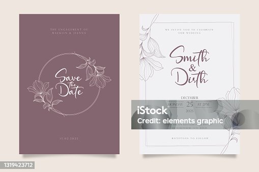 istock luxury and minimalist Wedding invitation card template design 1319423712