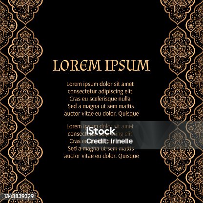 istock Luxury background golden vector. Islamic arabesque paisley royal pattern card template 1343839329