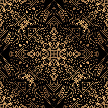 Luxury background vector. Oriental mandala royal pattern seamless. Indian design for Christmas party