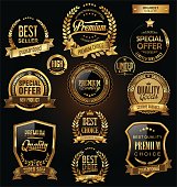 Luxury badges and labels with laurel wreath golden collection