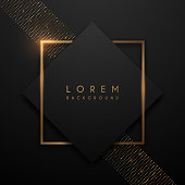 Luxury black and gold square background in vector