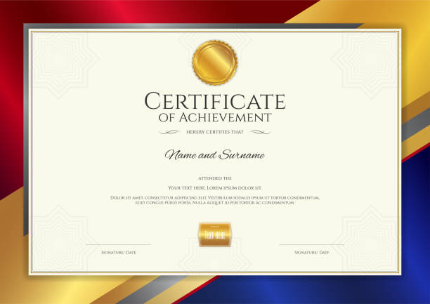 Luxury certificate template with elegant border frame, Diploma design for graduation or completion Luxury certificate template with elegant border frame, Diploma design for graduation or completion graduation patterns stock illustrations