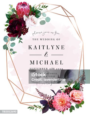 istock Luxury fall flowers wedding vector bouquet card 1183052690
