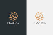 Luxury flower vector emblem. Universal linear floral symbol.