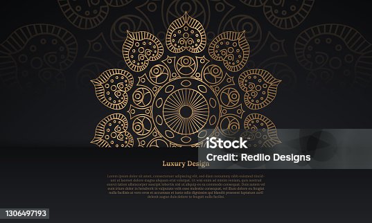 istock Luxury gold black mandala frame vector background.stock illustration 1306497193