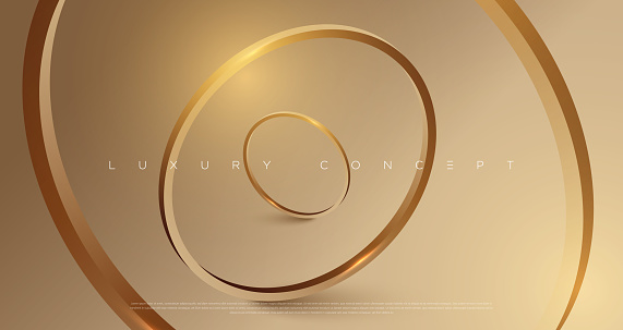 Luxury gold light effected rings background with premium geometric design elements