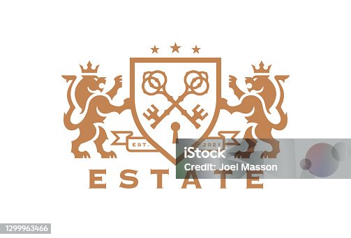 istock Luxury Lion key estate crest icon 1299963466