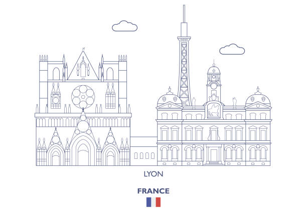 里昂城市天際線, 法國 - lyon 幅插畫檔、美工圖案、卡通及圖標
