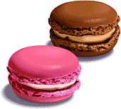 This is a vector illustration of caramel and strawberry macaroons. 
The Gradient meshes is not used in this file.