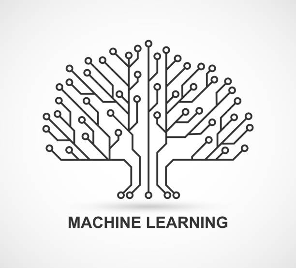 Machine learning. Artificial Intelligence. Technological background with a printed circuit board. vector art illustration