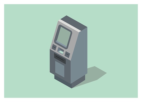 ATM machine simple illustration, isometric view