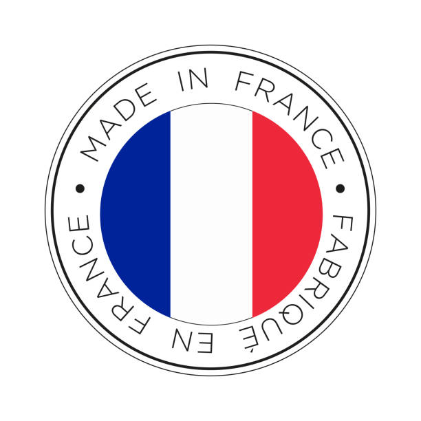 Made in France icon. Round icon with flag of France. making stock illustrations