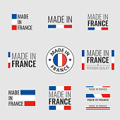 made in France icon set, French product labels