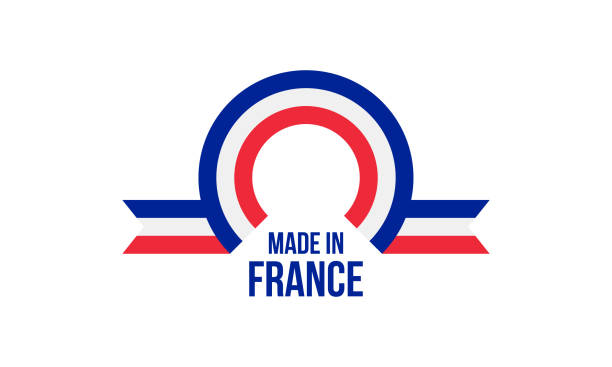illustrations, cliparts, dessins animés et icônes de made in france, rectangles arrondis logo vecteur d’arc sur fond blanc - drapeau français