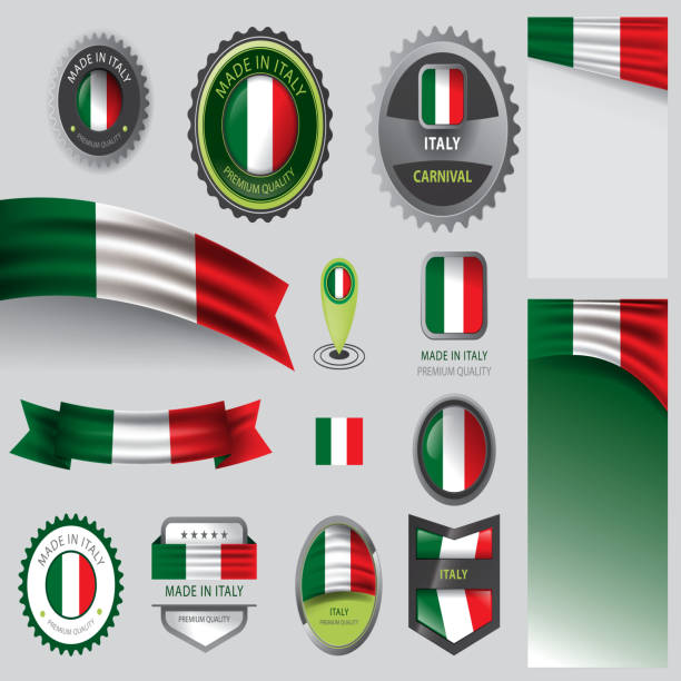 illustrazioni stock, clip art, cartoni animati e icone di tendenza di sigillo made in italy, bandiera italiana (vector art) - made in italy