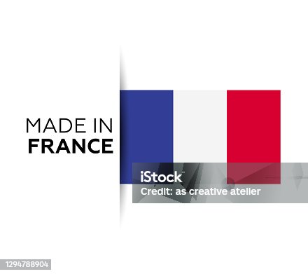 istock Made in the France label, product emblem. White isolated background 1294788904