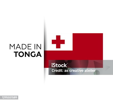 istock Made in the Tonga label, product emblem. White isolated background 1295551589