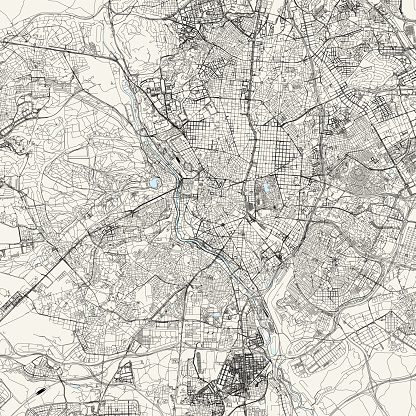Madrid, Spain Vector Map
