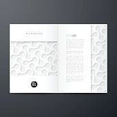 Magazine template with an abstract background, white pattern.