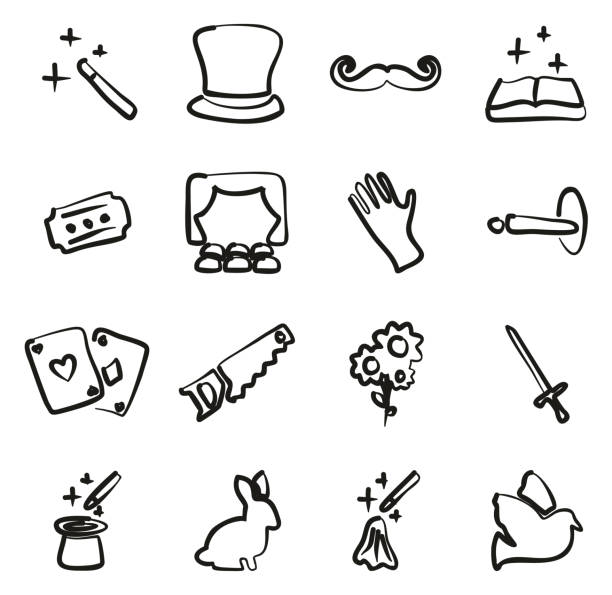 Magic Icons Freehand This image is a vector illustration and can be scaled to any size without loss of resolution. bunny poker stock illustrations