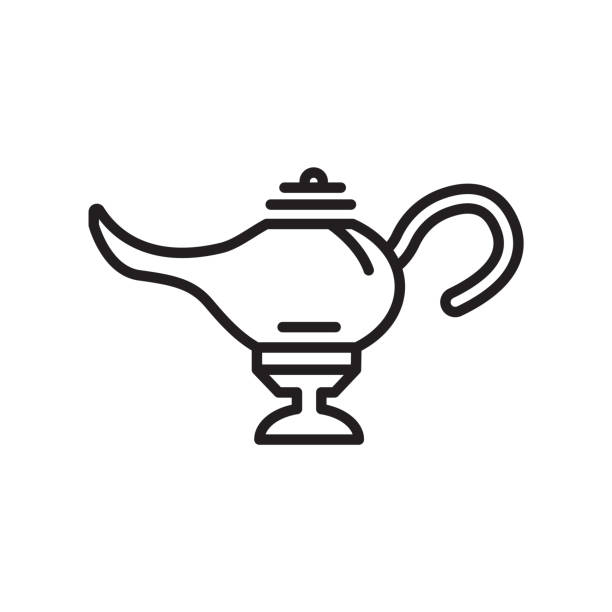 ilustrações de stock, clip art, desenhos animados e ícones de magic lamp icon vector sign and symbol isolated on white background, magic lamp logo concept - aladdin illustration