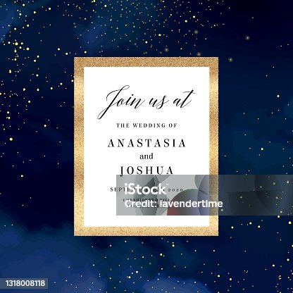 istock Magic night dark blue card with sparkling glitter and gold art 1318008118