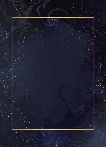 magiczna noc ciemnoniebieska karta z błyszczącym brokatem - zaproszenie stock illustrations