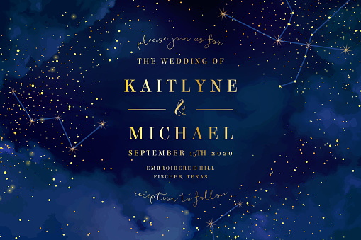 Magic night dark blue sky with sparkling stars vector wedding in