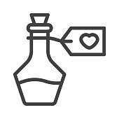 istock Magic potion with heart line icon 1386822549