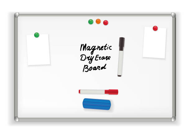 Magnetic Dry Erase Board. Marker whiteboard School Office Magnetic Dry Erase Board. Marker whiteboard School Office vector illustration whiteboard marker stock illustrations
