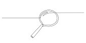 istock Magnifying glass in continuous one line drawing. Concept of Business analysis in simple outline style. Used for logo, emblem, web banner, presentation. Doodle Vector Illustration 1362954869