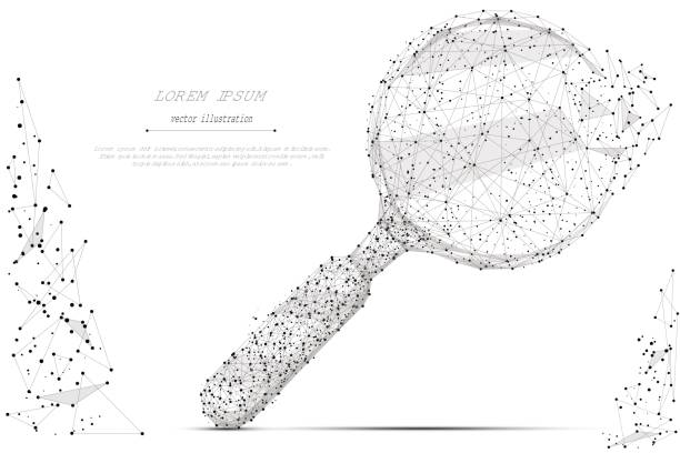 magnifying glass low poly gray vector art illustration