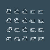 Set of mail outline vector icons. Editable stroke.