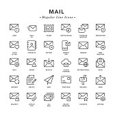 Mail - Regular Line Icons - Vector EPS 10 File, Pixel Perfect 30 Icons.