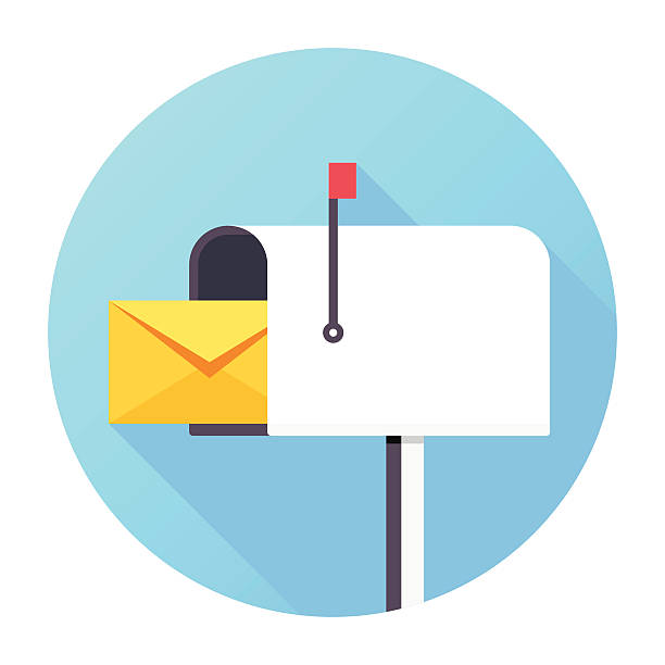 Mailbox Icon Flat & Long Shadow, Mailbox Icon mail stock illustrations
