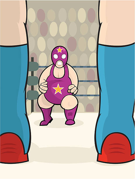 Main Event This ia vector Illustration of a Wrestler who has just met his opponent... Oh dear! cartoon of a stadium crowd stock illustrations