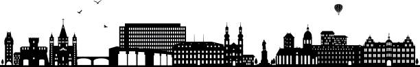 mainz skyline schwarz (deutschland) - mainz stock-grafiken, -clipart, -cartoons und -symbole