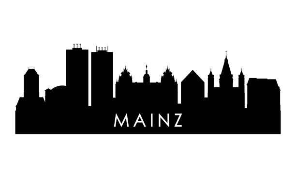 mainz skyline silhouette. black mainz city design isolated on white background. - sainz stock illustrations