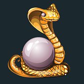 Majestic Golden Cobra with pearl for your design needs