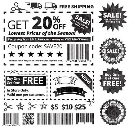 Make Your Own Coupon Sale Black and White Set