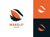 Makeup logo template vector illustration. Beauty eyelashes with background.