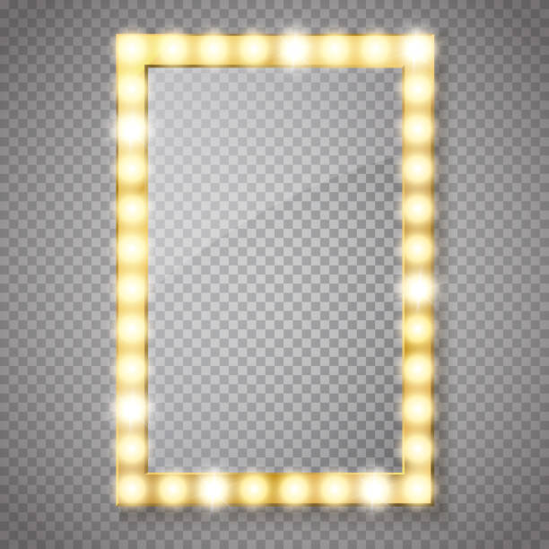 Makeup mirror isolated with gold lights. Vector Makeup mirror isolated with gold lights. Vector illustration bathroom borders stock illustrations