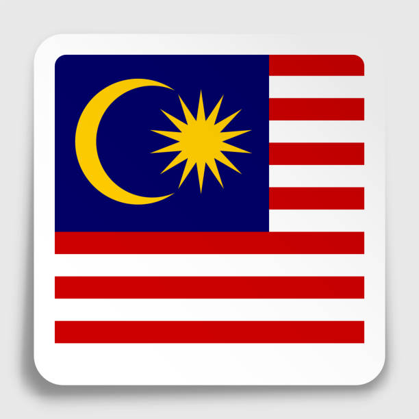 그림자가 있는 종이 광장 스티커에 말레이시아 국기 아이콘. 모바일 응용 프로그램 또는 웹용 버튼입니다. 벡터 - progress pride flag stock illustrations