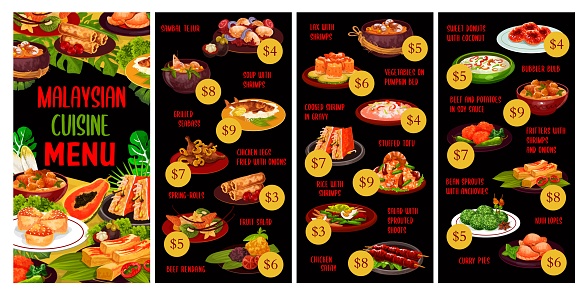 Malaysian cuisine menu meals, Asian food