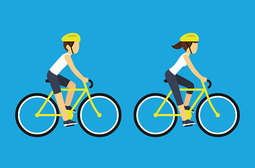 Male and female cyclists