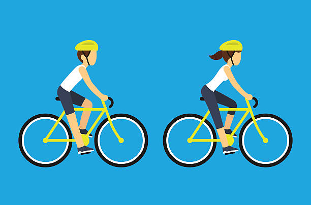 male and female cyclists - 乘 插圖 幅插畫檔、美工圖案、卡通及圖標