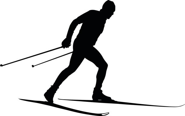 bildbanksillustrationer, clip art samt tecknat material och ikoner med manliga idrottare längdåkare - cross country skiing