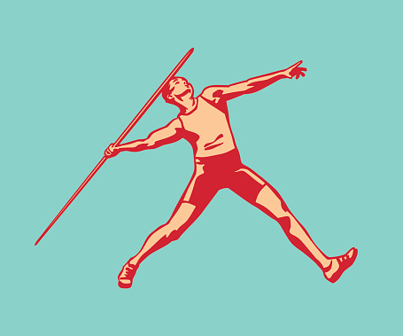 Male athlete throwing javelin